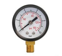 Drivstraw Filter Pressure Gauge for Oil-Water Separator and Vacuum, 10mm Copper Connector, Dual Scale MPa/mmHg and psi/bar, Metal Shell Mechanical Gauge for(Pressure gauge)