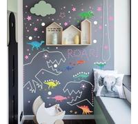 Drivstraw - Glow-in-the-Dark Dinosaur Wall Stickers for Kids' Rooms - Removable PVC Decals with Fluorescent Night Design, 11 x 8.2 in Set, Modern Geometric