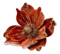 Drivstraw Gold Glitter Christmas Floral Ornaments Set - 4-Piece Artificial Flower Tree Decorations for Holiday Wreaths, Tabletops & Festive Home Décor (15 x 26 cm,(Orange)