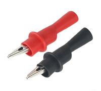 Drivstraw Insulated Clip Leads for Multimeter - 10A 1000V Nickel-Plated Steel Clamps with 2mm Socket, 50mm Clip Length, Red/Black Pair for