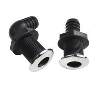 Drivstraw Marine Deck Drain Scupper Fitting for Boats and Yachts - Thru-Hull Water Exit Outlet, Nylon Construction, 4.8 cm x 8.6 cm Straight & 4.8 cm x 9 cm 90°, Black,(1 inch)