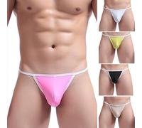 Drivstraw Men's G-String Thong Underwear Bulge Pouch T-Back Briefs | Men's G-String Thong Underwear Nylon Bulge Pouch T-Back Briefs Black White Skin Yellow Pink S to L
