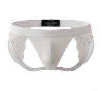 Drivstraw Men's Lace Thong Underwear with Open Butt and Bulge Pouch | Men's Lace Thong Underwear Low Waist G-String with Bulge Pouch See Through Breathable Exotic Lingerie for