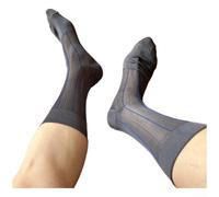 Drivstraw Men's Striped Dress Socks Mid Calf Nylon Business Office | 80% nylon blend, ultra-thin see-through texture, smooth against skin for all-day comfort