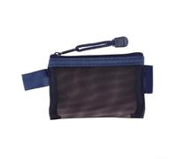 Drivstraw Mini Zipper Mesh Pouch for Earphones, Cables & Cosmetics - Lightweight Nylon Travel Organizer Bag, 11 x 7.5 cm, Breathable See-Through Storage Pouch(Blue)