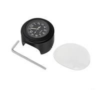 Drivstraw Motorcycle Handlebar Watch with Night- Fluorescent Dial for 22mm/25.4mm Handlebars - Aluminum Alloy For Bike Clock, Compact Stylish Design, Compatible with(Black black panel)