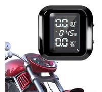 Drivstraw Motorcycle TPMS System Wireless Tire Pressure with LCD Display for Real- Tyre and Pressure Alarm, 2 Sensors, USB Charging,