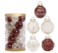 Drivstraw Plastic Christmas Ball Ornaments Set of 25 Electroplated Finish 6cm Hanging Baubles for Tree Wreath Garland Black Silver Gold Red Pink Blue Green Lightweight PET(coffee gold)