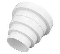 Drivstraw Plastic Duct Reducer for Ventilation Systems - Adjustable 80 mm to 150 mm Round Pipe Fitting, White, Compatible with Range Hood Exhaust & For HVAC Ducting