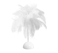 Drivstraw Plush Feather Desk Light for Bedroom - Portable Night Light with Soft Feathery TOPs, White/Pink Decorative Table Lamp for Home, Teenage Room, (white)