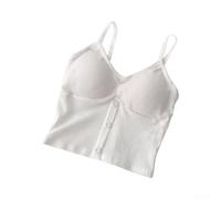 Drivstraw Polyester Camisole Women With Button-Down Front And Sleeveless Suitable Four Season Wear And Multiple Activities(Size White)
