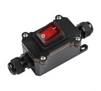 Drivstraw Push Button Inline Switch, 220V AC 30A Industrial Grade Machine Switch with IP66 Waterproof Rating, PA66 Housing and Silver, for Box Mods, PC Power