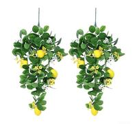 Drivstraw Simulated Lemon Wall Hanging Decor for Home & Garden - Rattan-Style Artificial Citrus Plant, Green and Yellow, 69 cm Long, 2-Pack for Dining Table, Living
