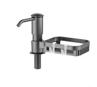 Drivstraw Sink Soap Dispenser with Storage Rack for Kitchen Countertop - ABS Hand Press Pump, Spill-Proof Extended Design, Large Flow Capacity, 12 x 5 x 10.3 cm,(grey)