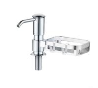 Drivstraw Sink Soap Dispenser with Storage Rack for Kitchen Countertop - ABS Hand Press Pump, Spill-Proof Extended Design, Large Flow Capacity, 12 x 5 x 10.3 cm,(silver)