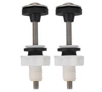 Drivstraw Stainless Steel Toilet Cistern to Pan Fixing Kit with Rubber Gaskets and Lock Nuts for Secure WC Installation, M6 Diameter Bolts, Silver