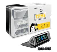 Drivstraw TPMS Wireless Tire Pressure with 4 External Sensors, Solar Powered Wireless Tire Pressure System for Cars, SUVs, Trucks,(Silver)