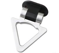 Drivstraw Triangle Tow Hook for Car Exterior Decoration - ABS Construction with Chrome Plating, 18 x 12 x 4.5 cm Racing-Style Trailer Hitch Sticker, No-Drill(Silver)