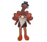 Drivstraw Turkey Couple Plush Doll Set for Thanksgiving Decorations - Exquisite Handmade Stuffed Turkey Figurines with Weighted Base, Autumn Harvest Tabletop(A)