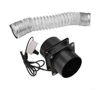 Drivstraw USB 5V Duct Exhaust Ventilation Fan With Control, Quiet Energy-Saving Inline Extractor For Sheds, Kitchen, Bathroom, Black, 5W, 10.5×8×6.5 Cm(With 300cm pipe)