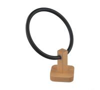 Drivstraw Wall-Mounted Bathroom Towel Holder with Wooden Base Plate and Matte Black Aluminum Frame - Modern Square Design for Quick Drying, Scratch- Edges, Fits(Beech Black)