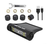 Drivstraw Wireless Solar TPMS for Cars, Trucks, RVs - External Sensor Tire Pressure System with LCD Display, 6 Alarm Modes, PSIBar & C°F Switching,