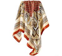Drivstraw Women Satin Square Scarf 90x90cm Cashew Print Head Wrap Lightweight Silk Feel Shawl for Summer Travel Fashion Accessories Red Yellow Blue(D9493-Yellow)