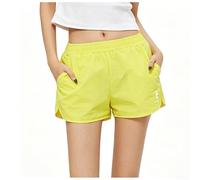 Drivstraw Women's Casual Shorts Quick Drying Thin Beach Pants Elastic Waist Solid Color Sport Bottoms for Vacation Holiday Daily Wear Spring Summer Autumn Winter(M Yellow)