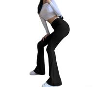 Drivstraw Women's High Waist Flare Leggings Solid Bodycon Bell Bottom Pants Stretchy Full Length Trousers Yoga Pants for Women Workout Bootleg Stretchy Leggings(XXL Black)