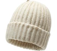 Drivstraw Women's Knitted Beanie Hat with Letter Embroidery, Warm Winter Earflap Cap, Anti-Static Stretchy Fit for Daily Commute and Casual Wear(White)