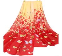 Drivstraw Women's Lightweight Chiffon Scarf with Butterfly Print | Lightweight Chiffon Scarf for Women, Floral Butterfly Print Fashion Accessory, Soft Breathable Wrap for