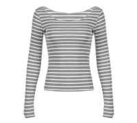 Drivstraw Women's Striped Long Sleeve Fitted for top for Casual Wear | Polyester, Medium Stretch, Regular Length, Spring Autumn Winter, Vacation Beach Yoga Cycling