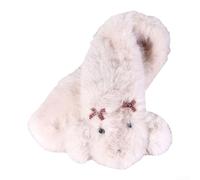 Drivstraw Women's Winter Plush Scarf with Cute Bear Design, Soft Faux Neck | Warmer Shawl for Cold Weather, Adjustable 100-135cm Wrap for Daily Commute and Outdoor Activities, Beige