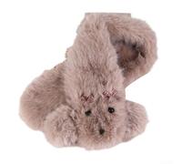 Drivstraw Women's Winter Plush Scarf with Cute Bear Design, Soft Faux Neck | Warmer Shawl for Cold Weather, Adjustable 100-135cm Wrap for Daily Commute and Outdoor Activities, Beige