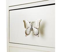 Drivstraw Zinc Alloy Butterfly Shape Cabinet Knob for Furniture, Drawer Handle with Resistant Finish, Exquisite Plating Design Suitable for Children's Rooms(Silver)