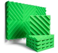DRIXINI Acoustic Panels 30x30x5 cm - 3D Foam for Reverberation Reduction in Studio, Gaming Room, Office and Home - Sets 6/12/24/48, Tape in Set, Modern Design (Green, 6 Pack)