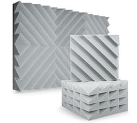 DRIXINI Acoustic Panels 30x30x5 cm - 3D Foam for Reverberation Reduction in Studio, Gaming Room, Office and Home - Sets 6/12/24/48, Tape in Set, Modern Design (Grey, 24 Pack)