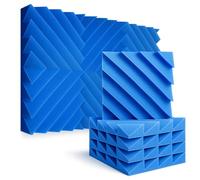 DRIXINI Acoustic Panels 30x30x5 cm - 3D Foam for Reverberation Reduction in Studio, Gaming Room, Office and Home - Sets 6/12/24/48, Tape in Set, Modern Design (Blue, 12 Pack)