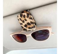 DRIYANN Leopard Car Visor Sunglasses Holder, Magnetic Leather Clip with Ticket Card Storage, Universal Fit for SUV/Truck/Car, Fashion Sun Visor Accessories Gift for Women