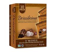 Drizzilicious, Mini Rice Cakes with Dark Chocolate Drizzle - Non GMO, Gluten Free, Rice Snacks - Pack of 10 (21g Each), S'Mores Flavor, Rice Crisps Snack
