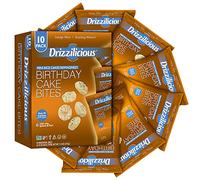 Drizzilicious, Mini Rice Cakes with White Chocolate Drizzle - Non GMO, Gluten Free, Rice Snacks - Pack of 10 (21g Each), Birthday Cake Flavor, Rice Crisps Snack