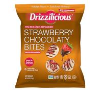 Drizzilicious Strawberry Chocolaty Bites, Mini Rice Cakes with Real Strawberries, 21g Pack of 10, 90 Calories per Serving