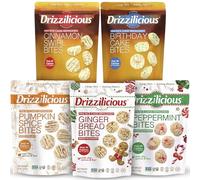Drizzilicious Sweet Snack Pack - Cinnamon, Birthday Cake, Pumpkin Spice, Gingerbread, and Peppermint Flavored Crispy Bites - Perfect for Snacking, Guilt-Free Treats - 5 Pack, 113g Each