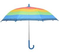 Drizzles Childrens Multi Striped Umbrella with Crook Handle Blue