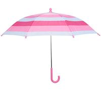 Drizzles Childrens Multi Striped Umbrella with Crook Handle Pink