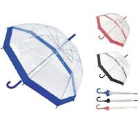 Drizzles Ladies Clear Dome Umbrella Brolly assorted colour Trim