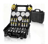 Drkerr Hydraulic Pressure Test Kit, (10/100/250/400/600bar) 60MPa, 5 Gauges 13 Test Couplings 14 Tee Connectors 5 Test Hoses w/Sturdy Portable Carrying Case for Excavator Construction Machinery