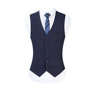 Drkobr Men's Pinstripe Suit Vest Slim Fit Waistcoat for Formal Business Prom Tuxedos