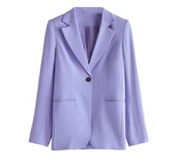 Drkobr Women's Single Breasted Suit Jacket Notch Lapel Blazer Homecoming Uniform Lavender