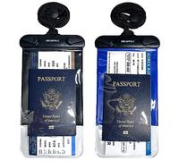 DRLOKPAK Waterproof Travel Neck Wallet Passport Holder 2Pack Dry Pouches to Keep your Boarding Pass Key Phone Cash ID Door Credit Card Ticket Dry and safe, Black+Blue, 9"*4.5", Modern